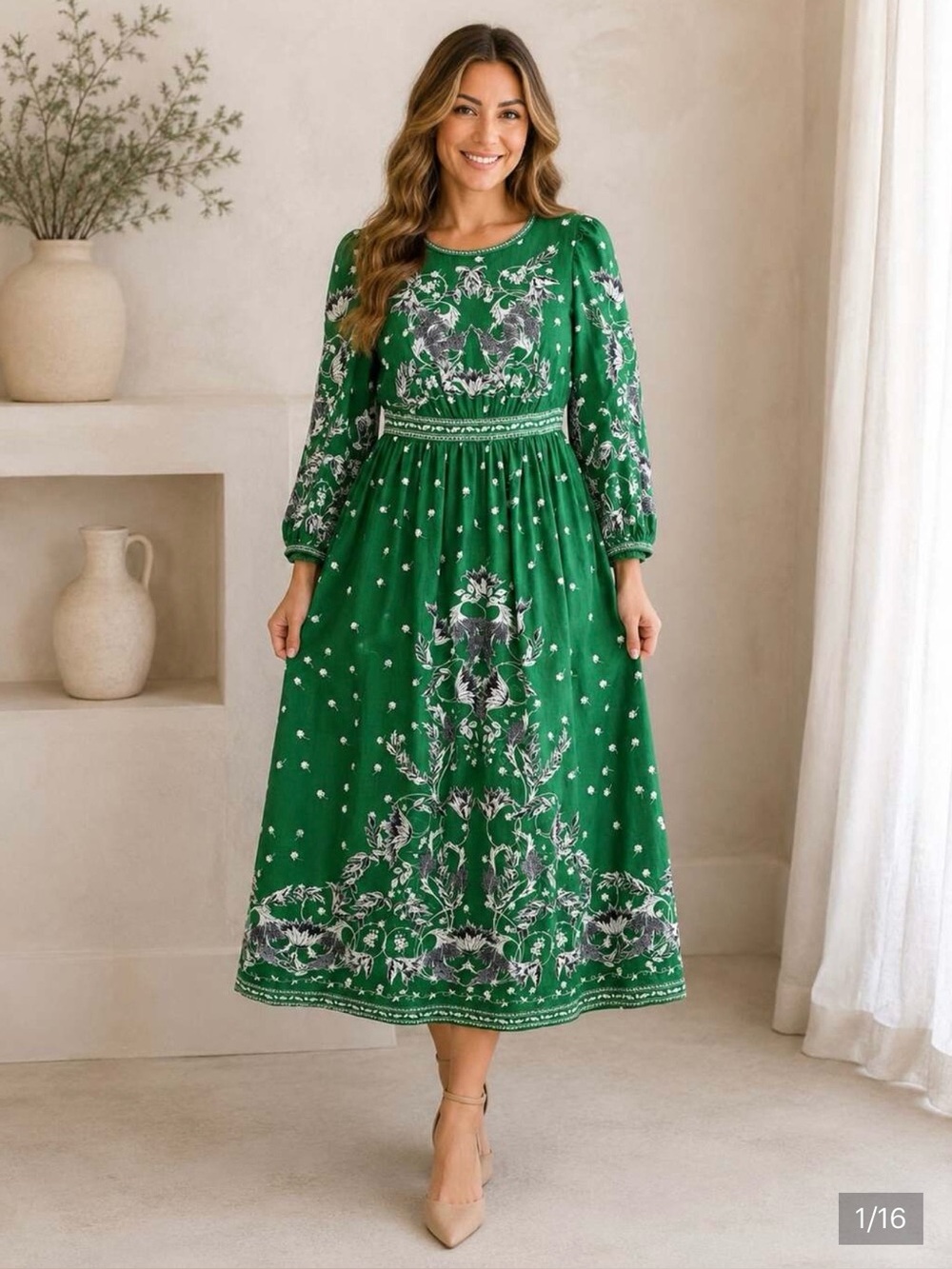 Max Studio Emerald Green Floral Maxi Dress